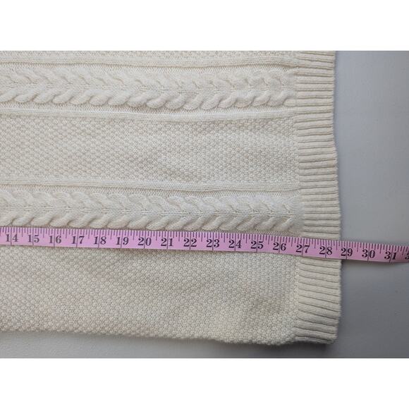 NWT Eddie Bauer Fisherman Sweater Turtle Neck Tunic Cable Knit Cream Womens XXL - Picture 8 of 8